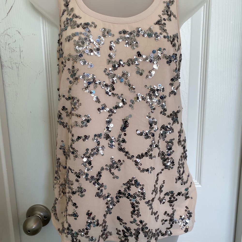 Express Rose gold/nude sequin top